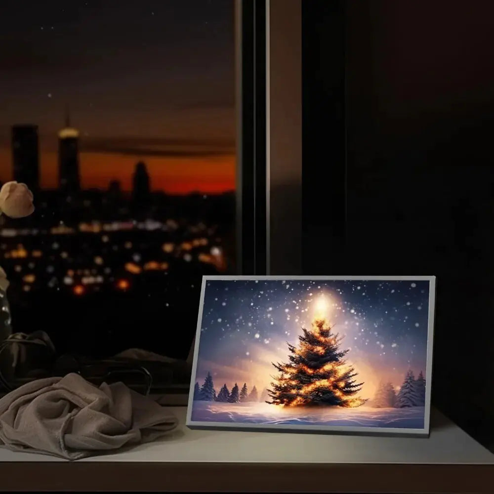 Decorazione delle luci dell'albero di Natale Lampada ricaricabile a LED quadro con luce con tasto